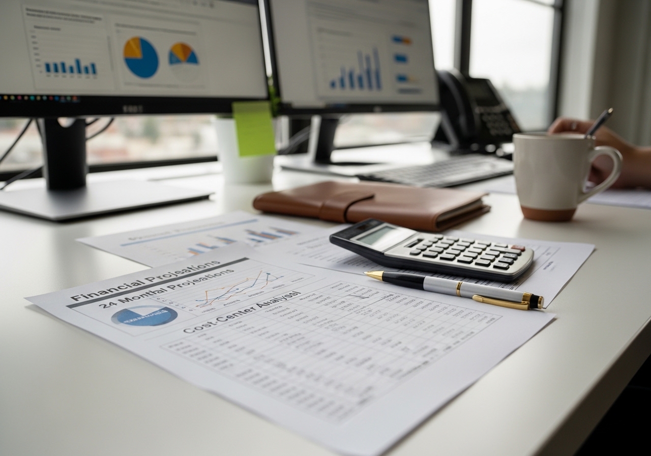 Financial spreadsheet and growth chart on laptop screen showing SaaS company metrics